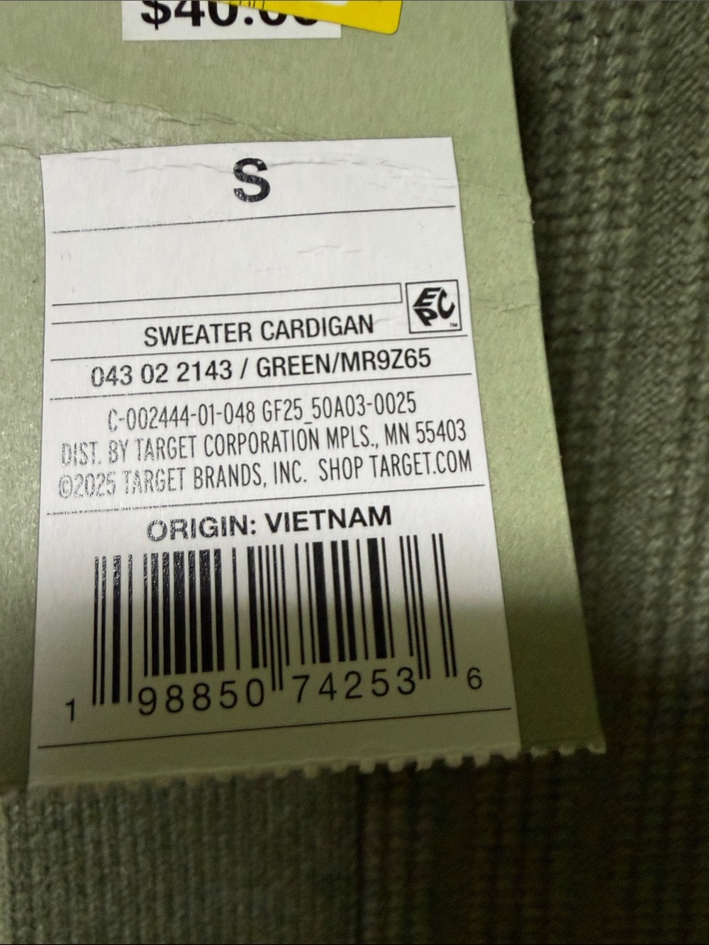 Goodfellow & Co Olive Ribbed Button-Front Cardigan - Picture 3 of 4